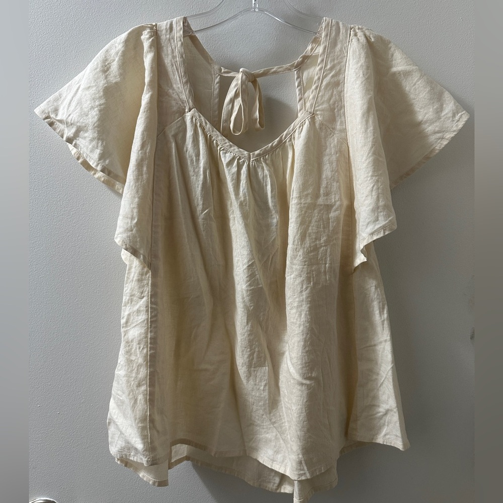 Old Navy Cream Short-Sleeve Peasant Blouse